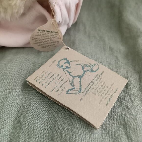 Boyds Bears White Lamb Pink Velvet Overalls 8" Elspethe Ewe Plush Stuffed NWT - Picture 6 of 8